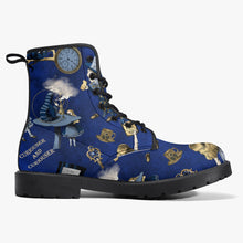 Load image into Gallery viewer, Alice in Wonderland Blue and Gold Combat Boots - Blue Alice Cosplay Boots (JPREGBG)
