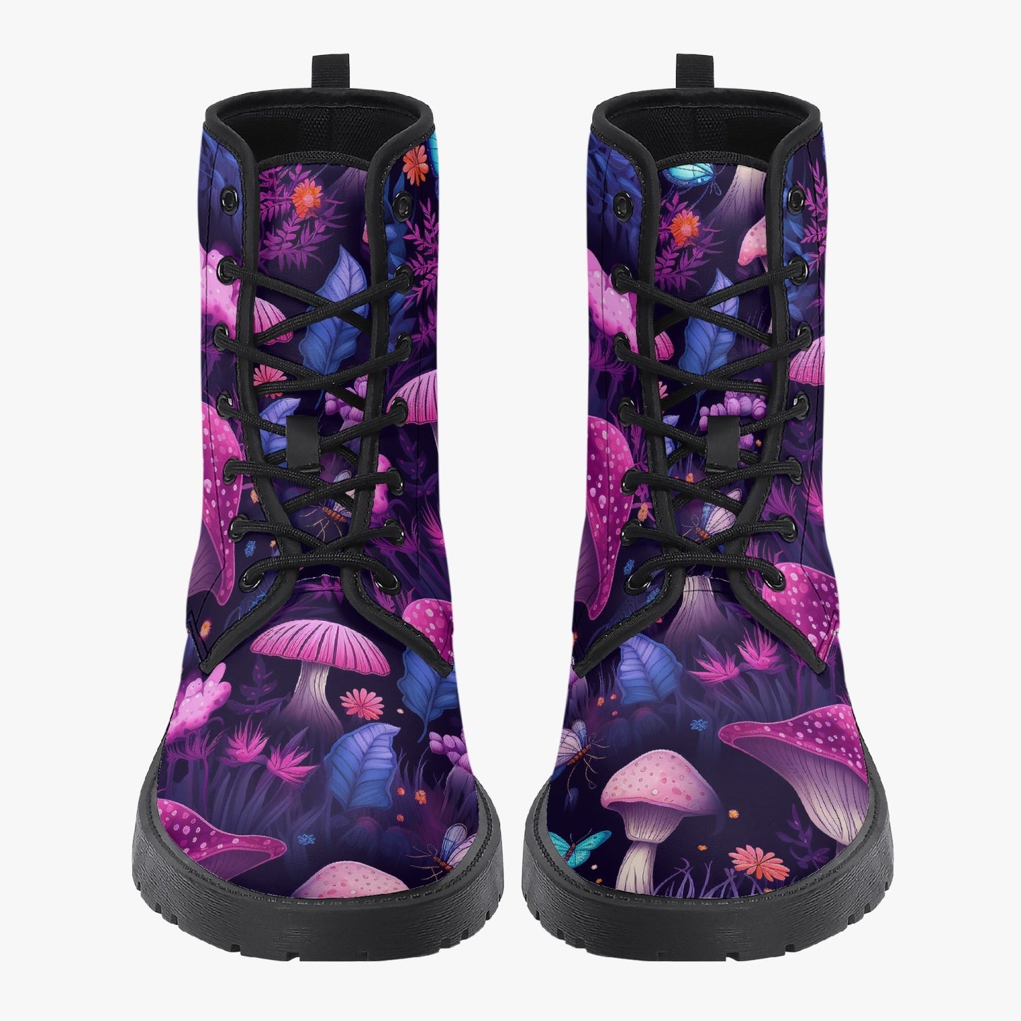 Mushroomcore Pink and Purple Toadstool Combat Boots (JPMUSHPP)