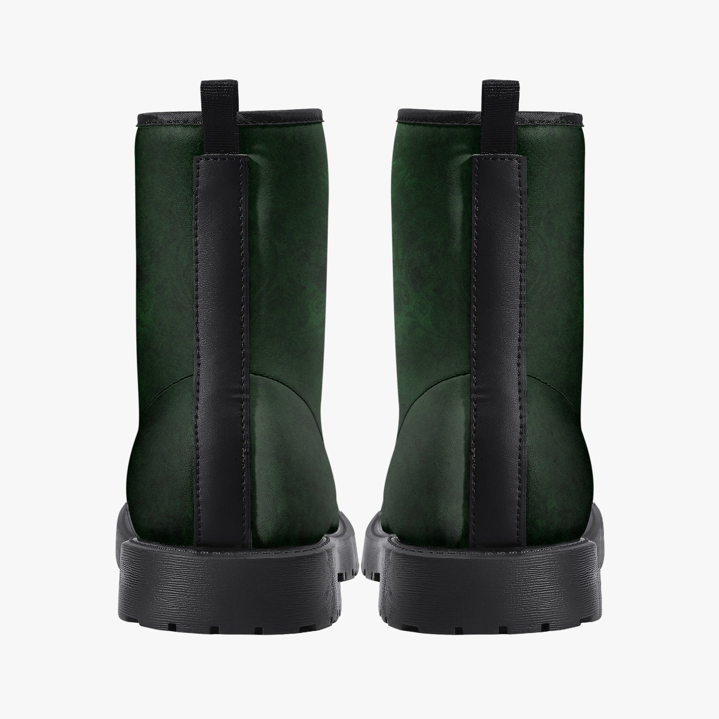 Bottle Green Gothic Grunge Combat Boots - Cruelty Freen Faux Leather (JPREG38A)