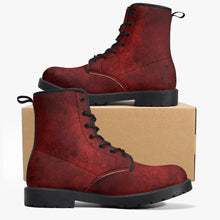 Load image into Gallery viewer, Red Gothic Grunge Vegan leather Combat Boots - Vegan Leather Red Goth Boots (JPREG95)
