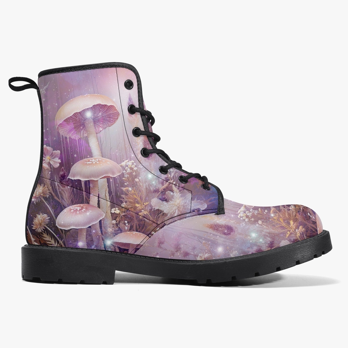 Dreamy Mushroomcore Combat Boots - Surreal Toadstool Forestcore Boots (JPMUSH12)