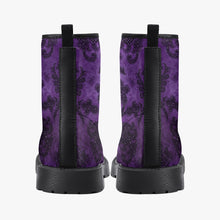 Load image into Gallery viewer, Purple Gothic Damask Pattern Combat Boots - Vegan Leather Purple boots (JPREG40)
