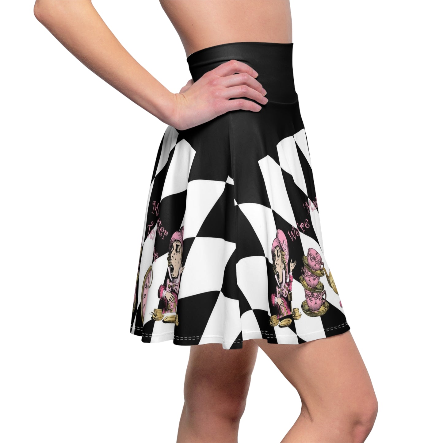 Mad Hatter Tea Party Skirt - Pink and Gold Alice in Wonderland Skirt