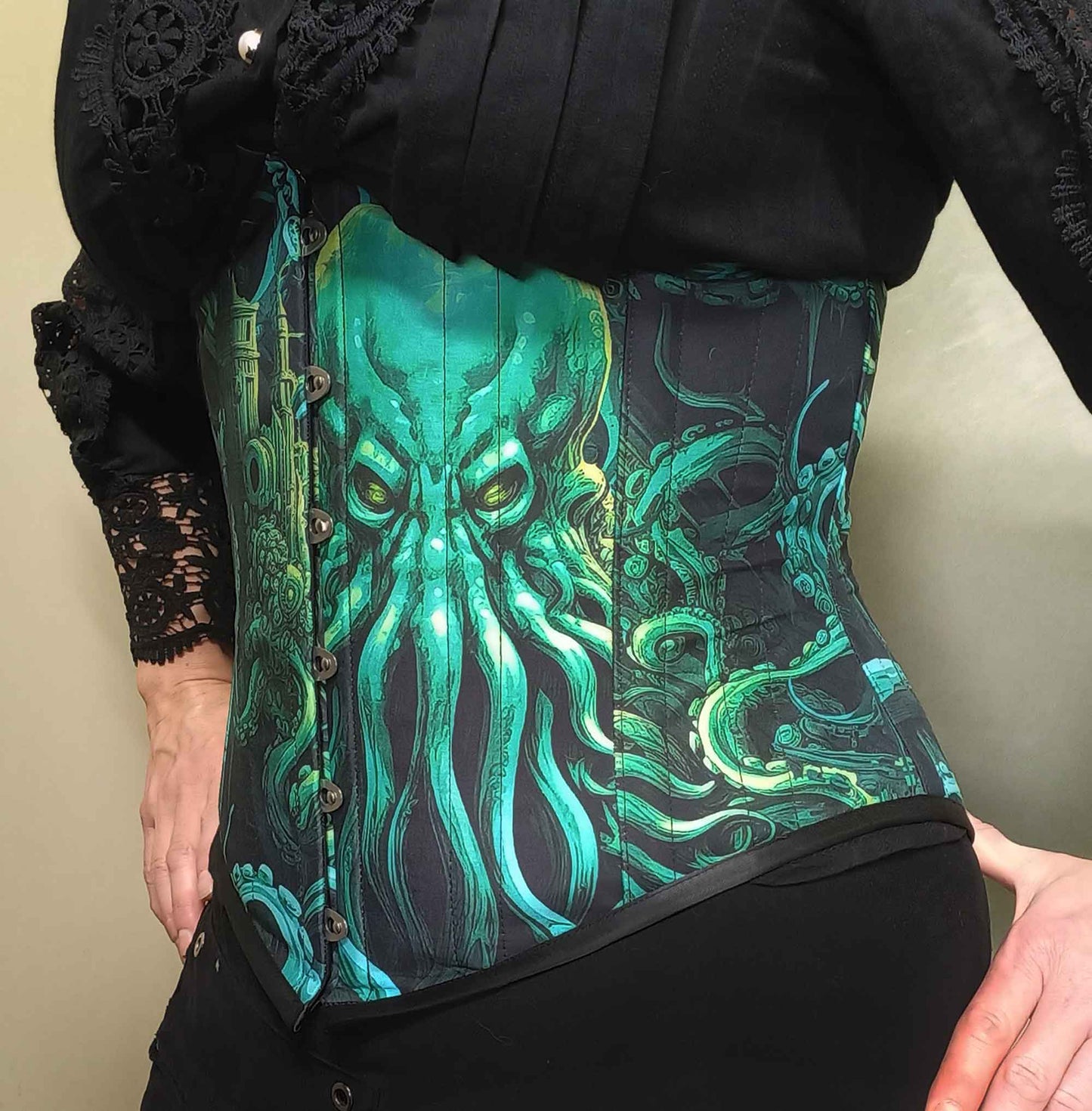 Cthulhu Lord of the Deep Corset Ensemble - Green Gothic Victorian Costume