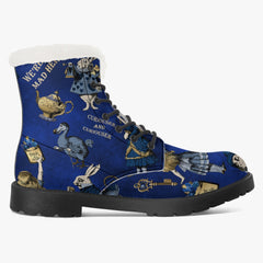 Alice in Wonderland Blue Faux Fur Winter Boots - Mad Hatter Tea Party Fun Boots (JPFBG)