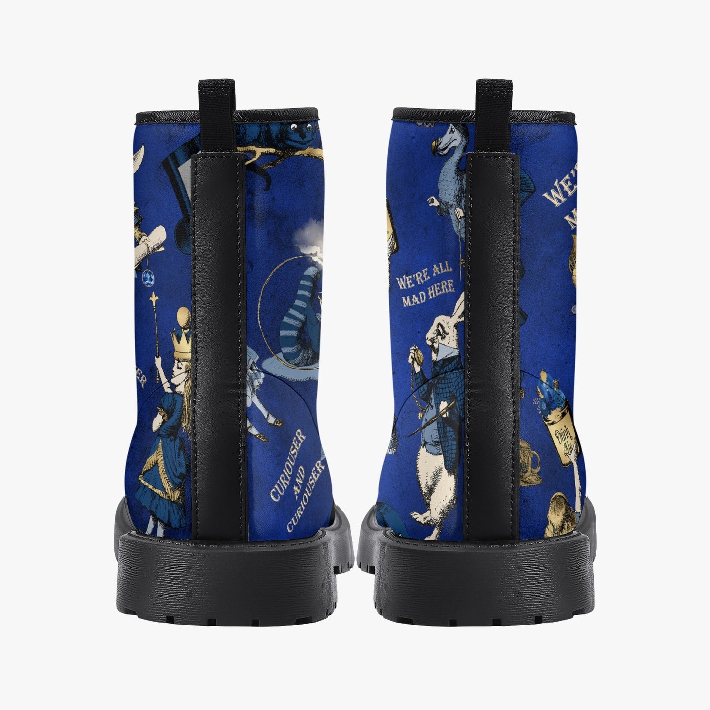 Alice in Wonderland Blue and Gold Combat Boots - Blue Alice Cosplay Boots (JPREGBG)