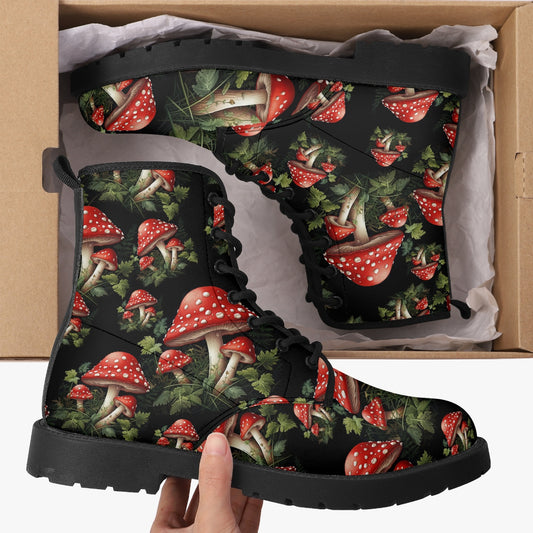 Mushroomcore Toadstool Combat Boots - Forestcore Boots (JPMUSH3)