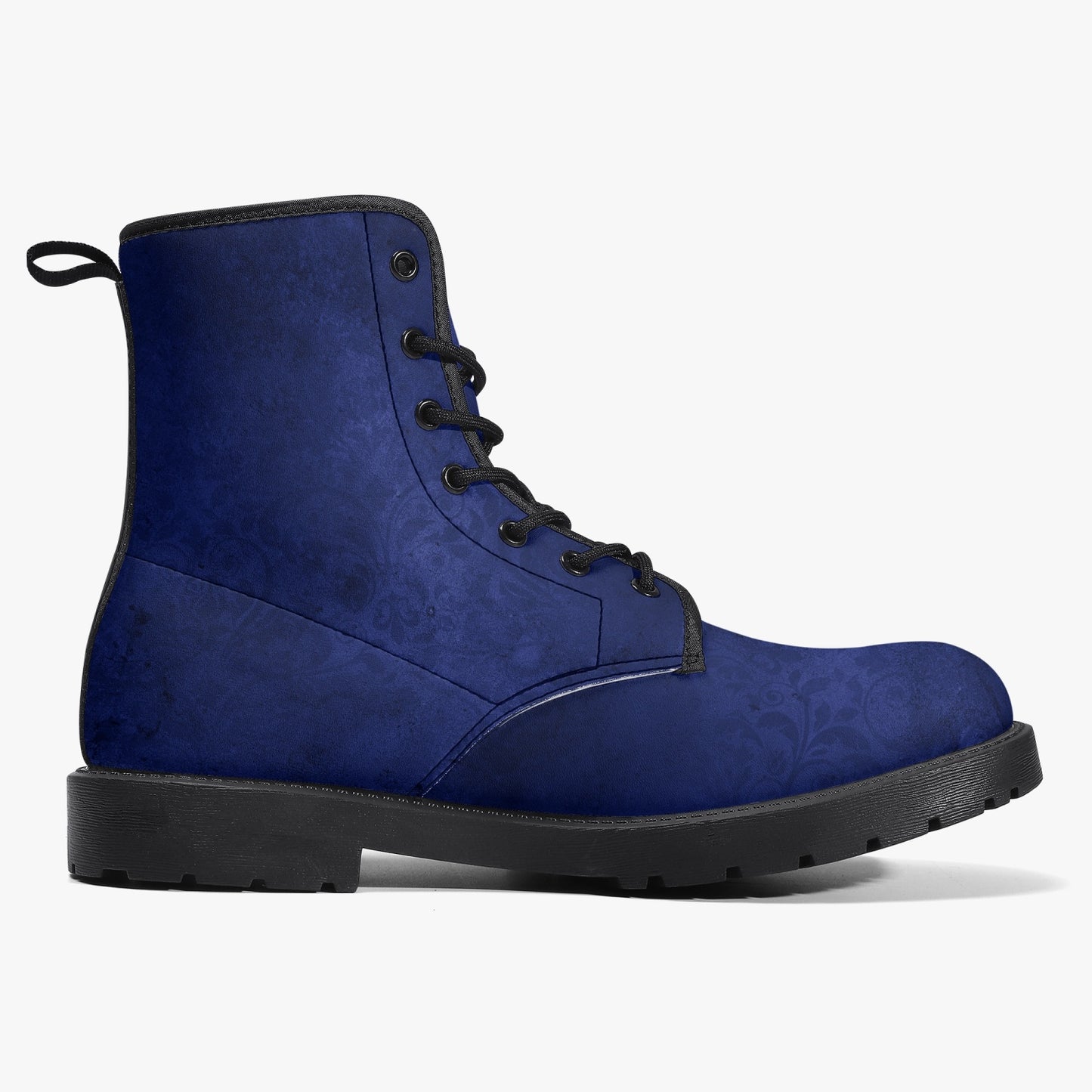 Navy Gothic Grunge Vegan leather Combat Boots - Vegan Leather Purple Boots (JPREGNAV)