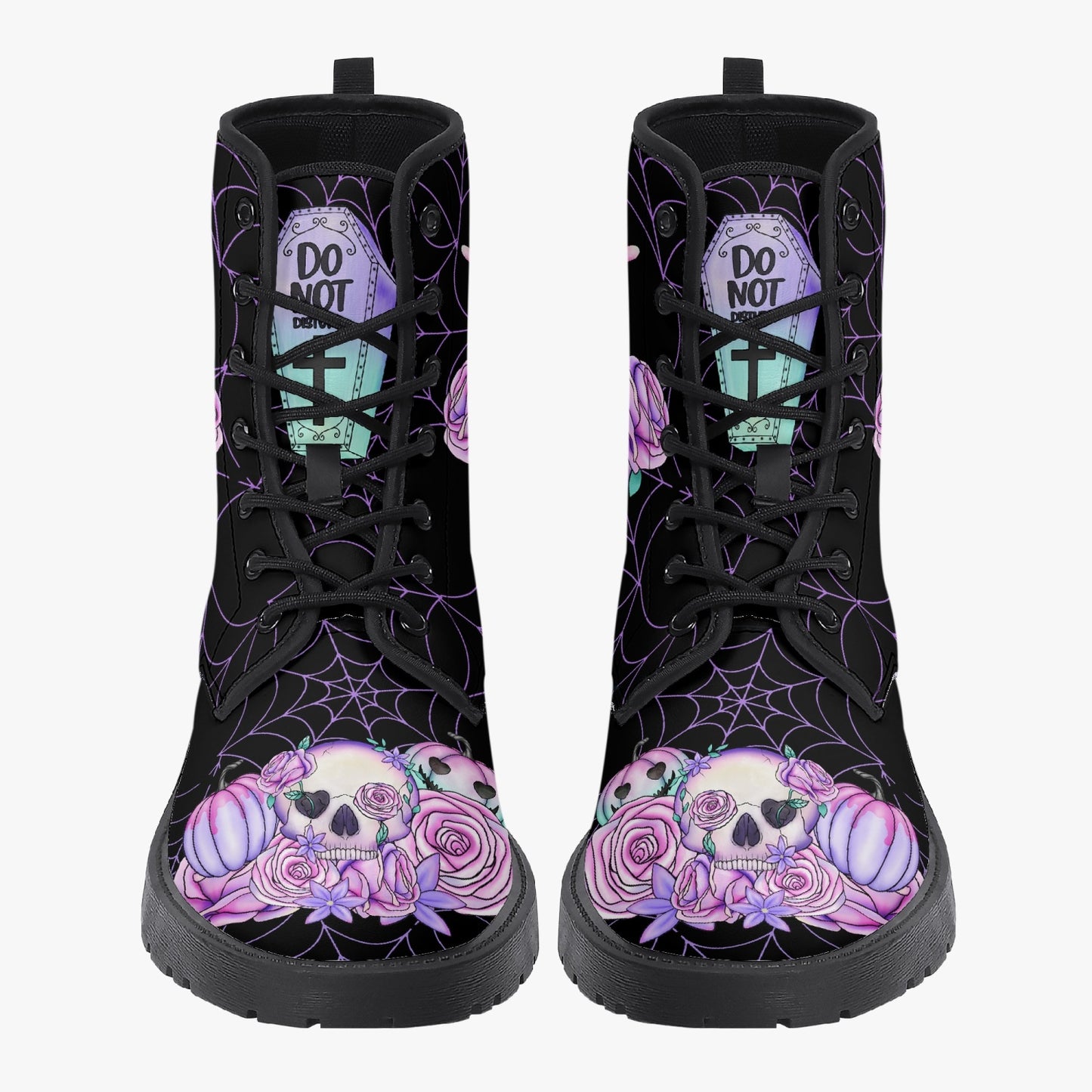 Pastel Goth kawaii Spiderweb Skull Boots (JPPASGOT4)