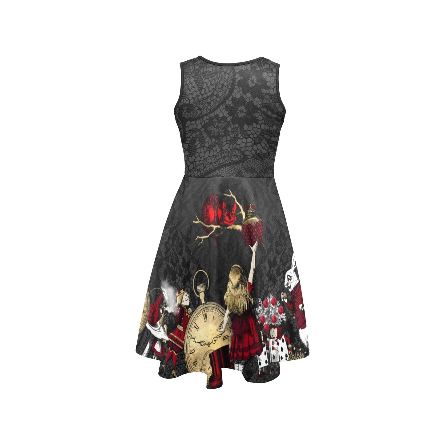 Alice in Wonderland Red and Gold Dress Party Dress - Plus Size Friendly (ADRG1)