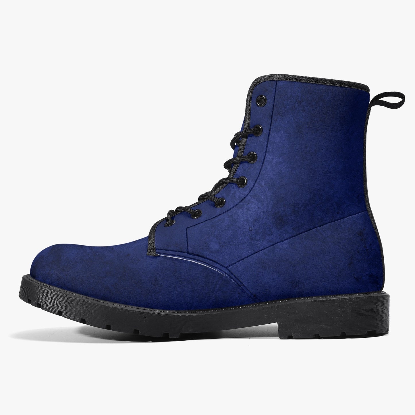 Navy Gothic Grunge Vegan leather Combat Boots - Vegan Leather Purple Boots (JPREGNAV)