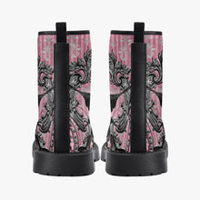 Load image into Gallery viewer, Gothic Raven Pink Vegan leather Combat Boots - Dark Raven emo boots  (JPREG59)
