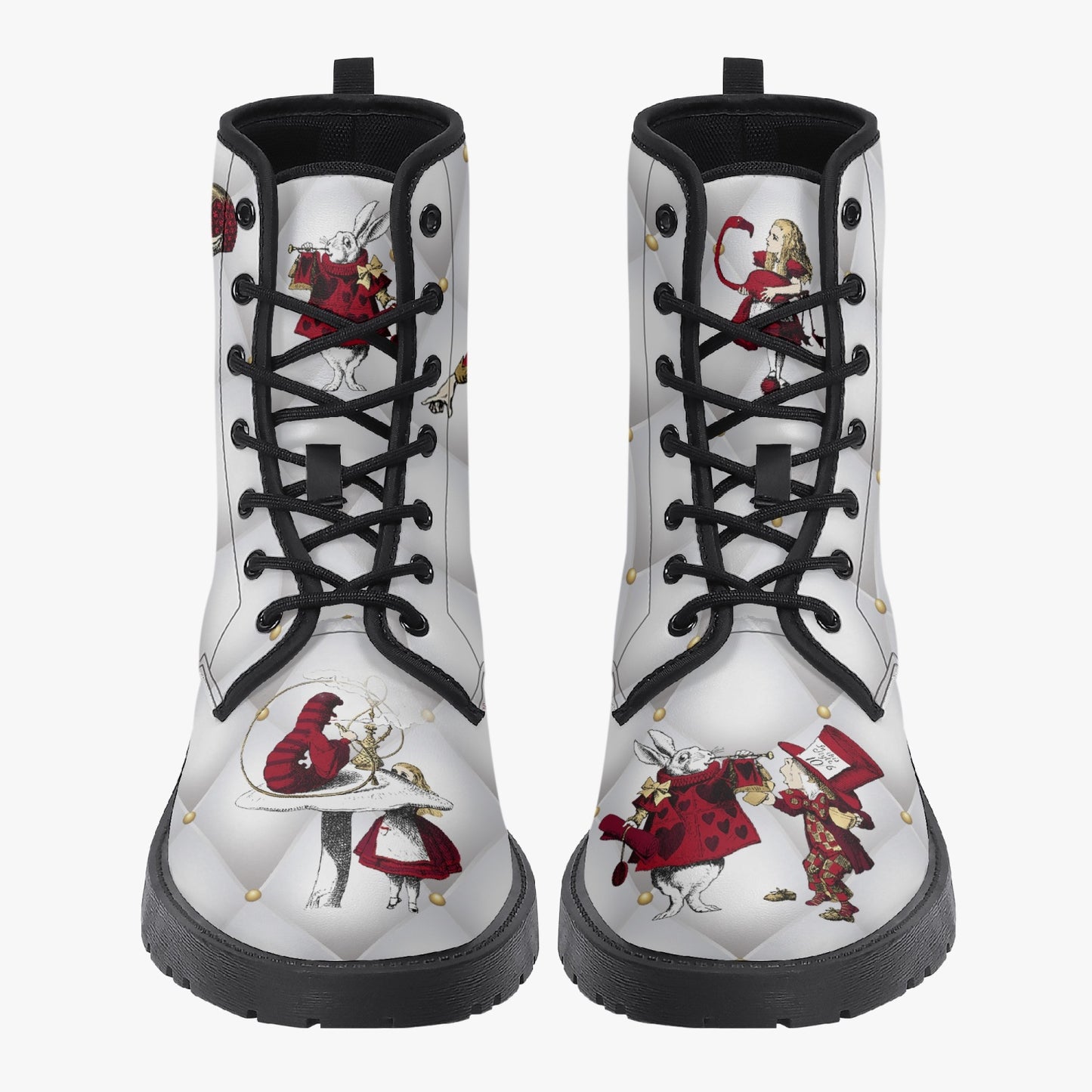 White Alice in Wonderland Mad Hatter Tea Party Boots (JPWA1)