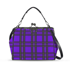 Purple Tartan Kisslock Purse - Gothic Punk Handbag