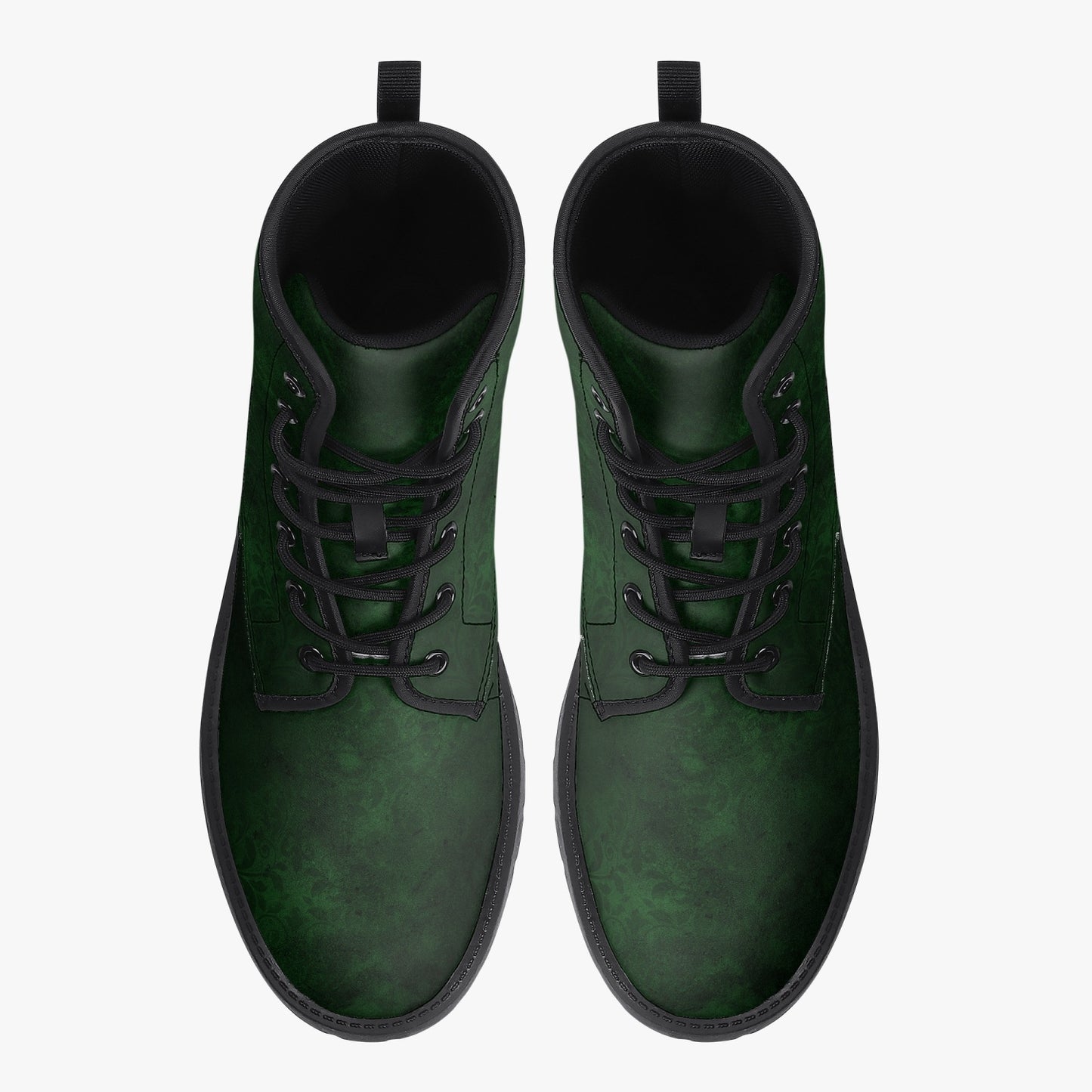 Bottle Green Gothic Grunge Combat Boots - Cruelty Freen Faux Leather (JPREG38A)