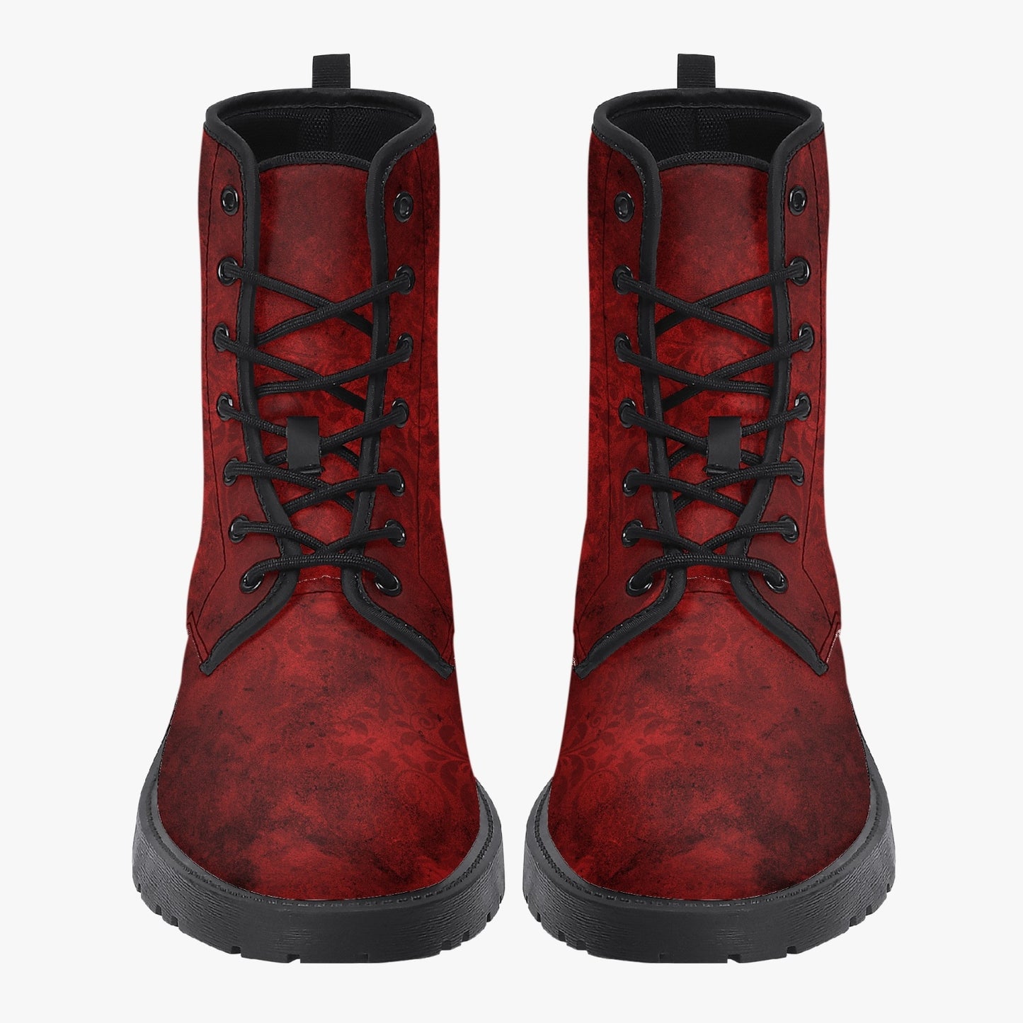 Red Gothic Grunge Vegan leather Combat Boots - Vegan Leather Red Goth Boots (JPREG95)