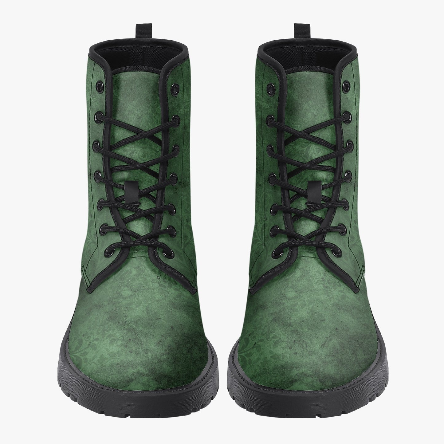 Green Gothic Grunge Vegan leather Combat Boots - Vegan Leather Green Boots (JPREG67)