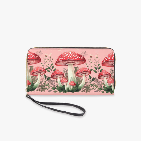 Mushroom Toadstool Zippered Wallet - Mushroom Core - Cottage Core Purse (JPCZWMUSH2)