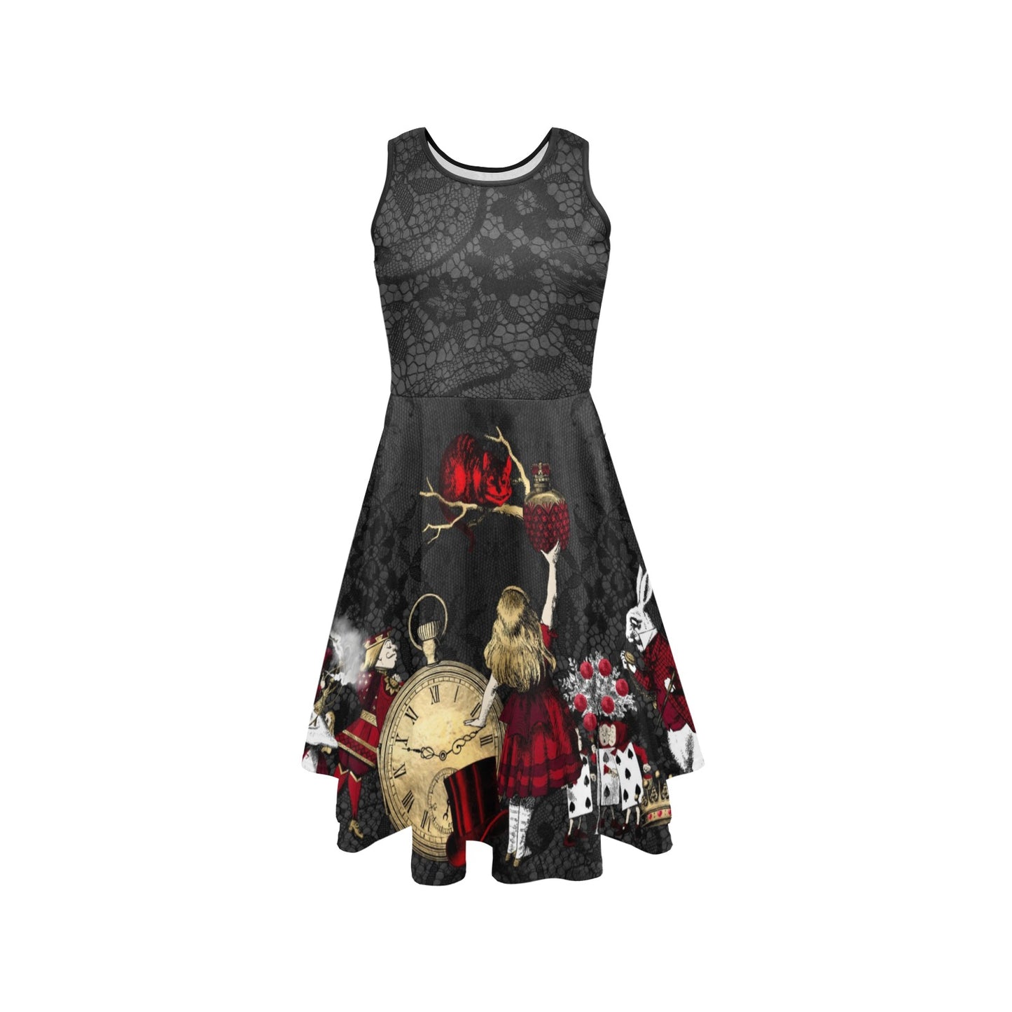 Alice in Wonderland Red and Gold Dress Party Dress - Plus Size Friendly (ADRG1)