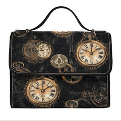 Steampunk Clockwork Satchel Bag - Gold & Black Gears Design