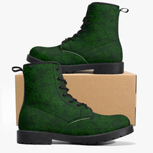 Load image into Gallery viewer, Green Gothic Ivy Vegan leather Combat Boots - Dark Green Vines Combat Boots (JPREGIVY)
