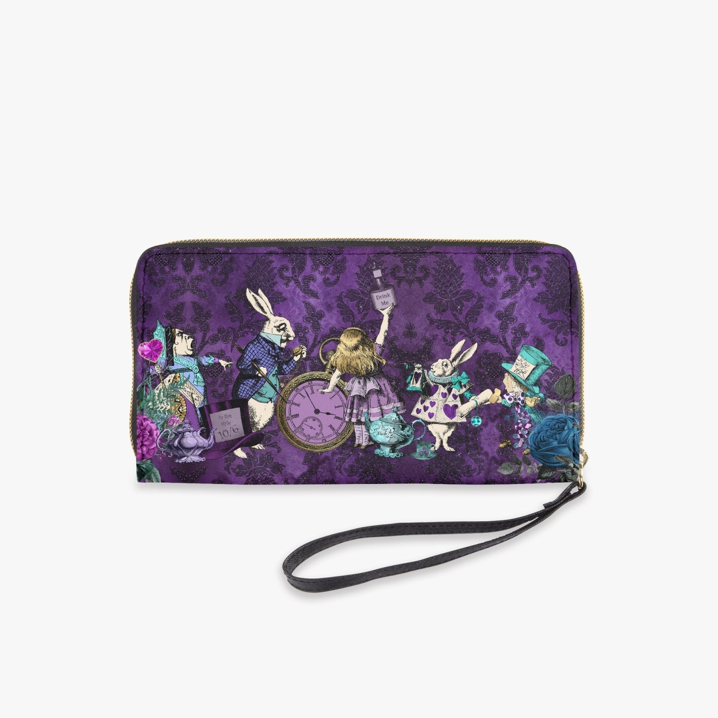 Alice in Wonderland Purple Gothic Zip Purse - (JPCW2)