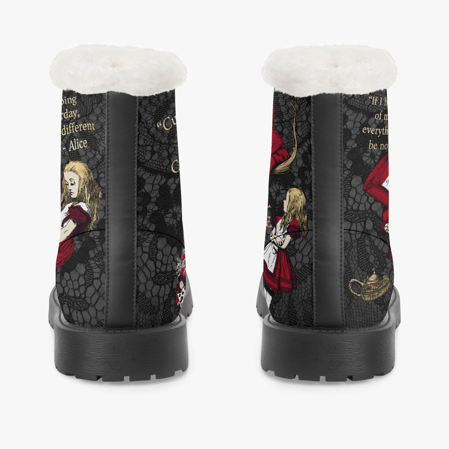 Alice in Wonderland Classics Quotes Gothic Combat Boots (JPRGFQUOTE)