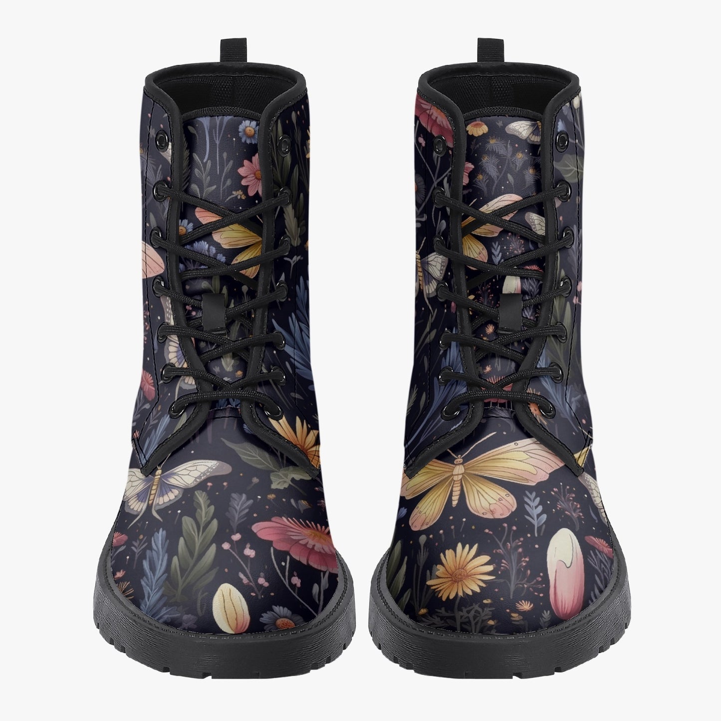 CottageCore Vegan Leather Boots - Floral ForestCore Boots (JPCC1)