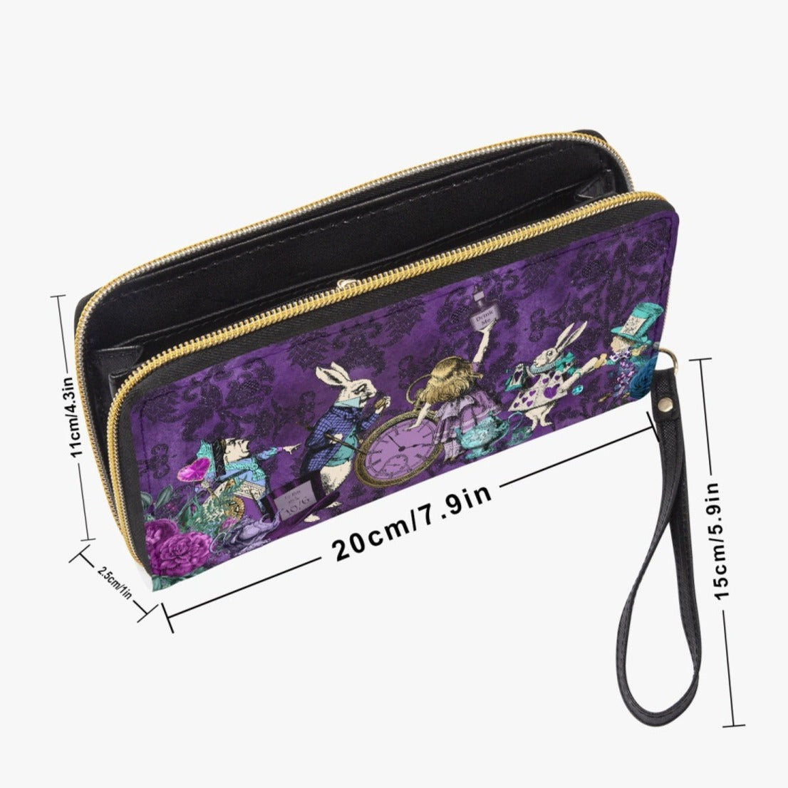 Alice in Wonderland Purple Gothic Zip Purse - (JPCW2)