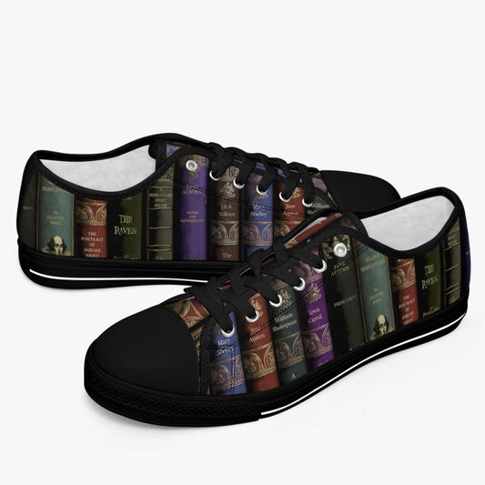 Vintage Library Books Lo top Sneakers - Librarian Shoes - Dark Academia Fun Sneakers (JP3993)