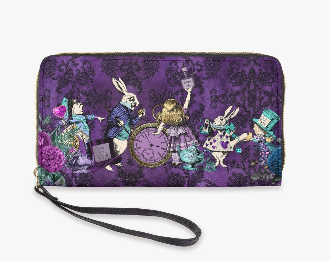 Alice in Wonderland Purple Gothic Zip Purse - (JPCW2)