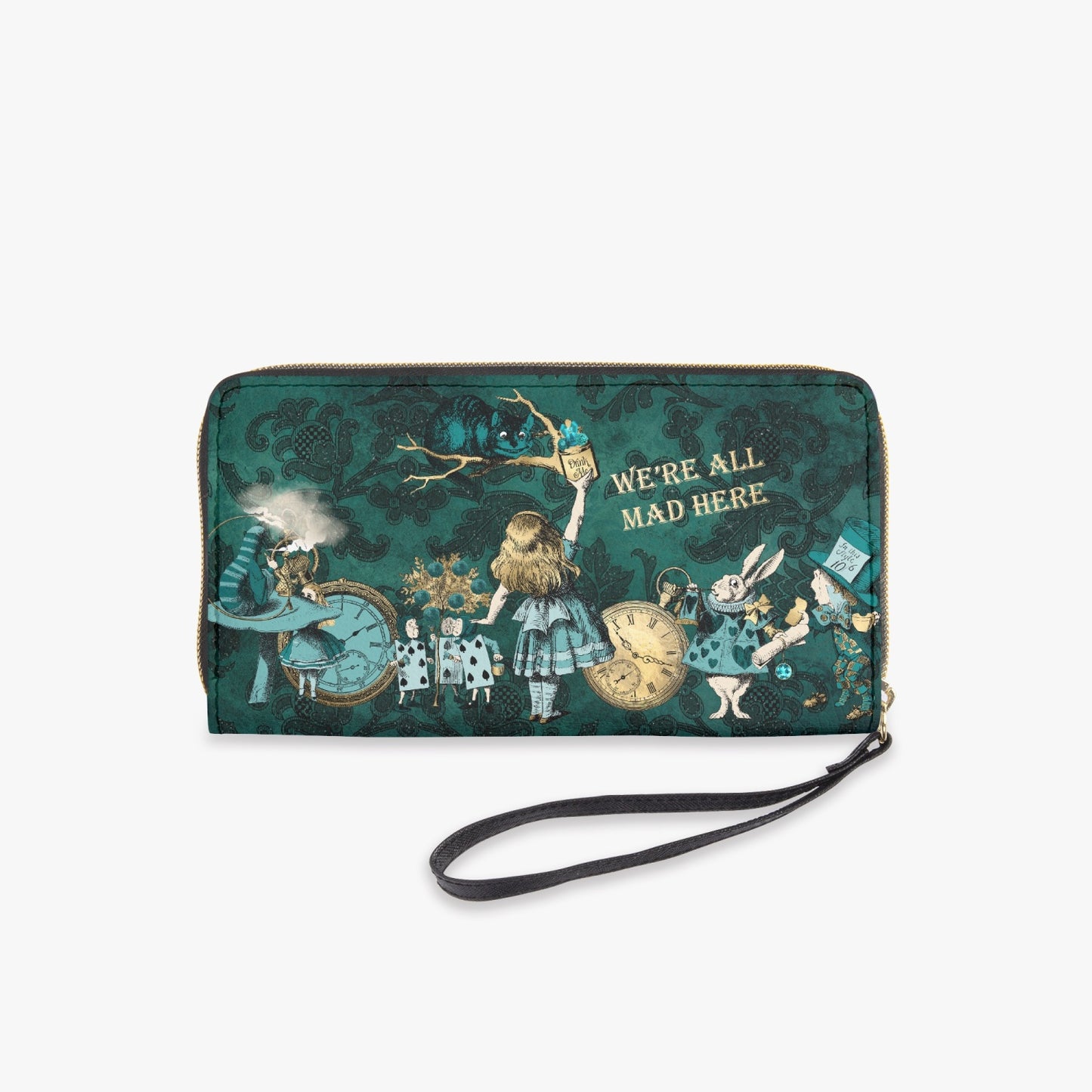 Alice in Wonderland Green Zipper Wallet - Alice Quote Purse (JPZCWG)