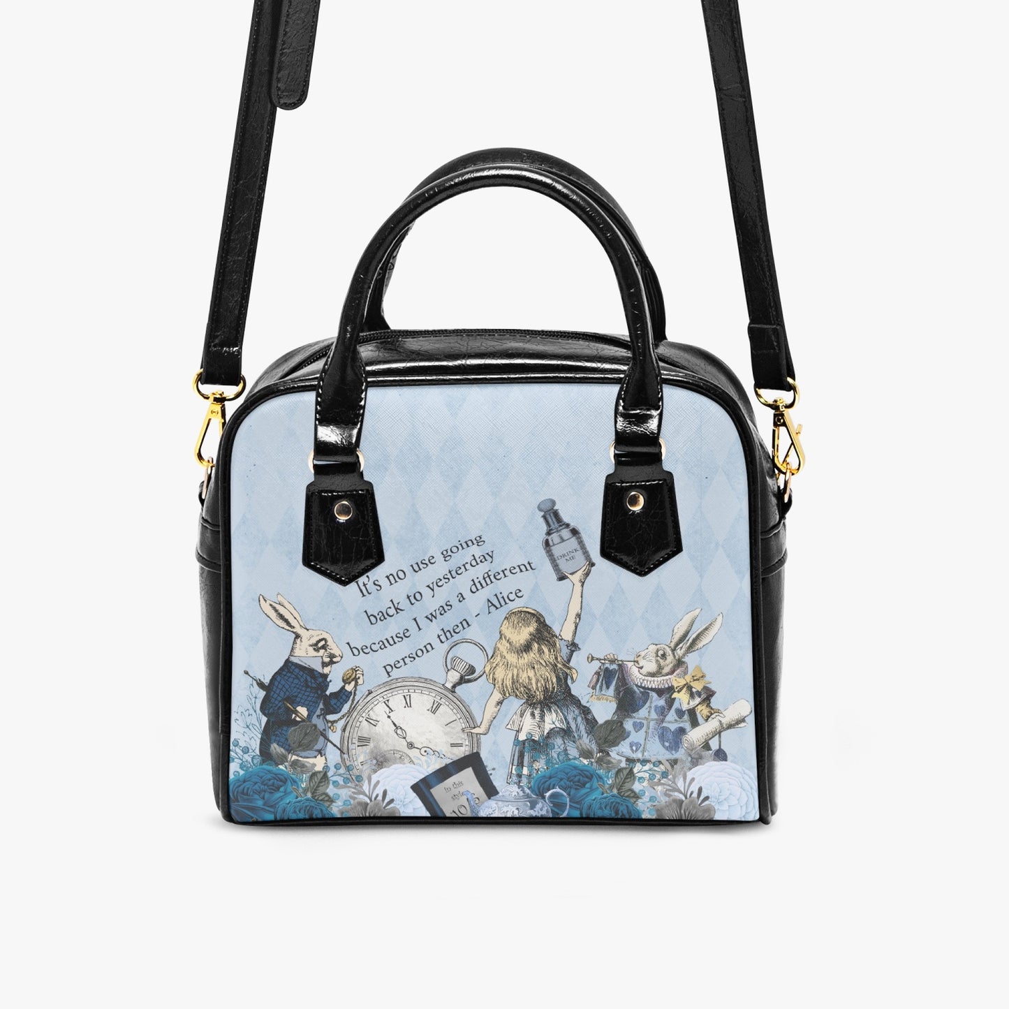 Alice in Wonderland Pastel Blue Handbag - Vegan Leather Alice in Wonderland Bag - Through the Looking Glass Gift (JPHBBQ)