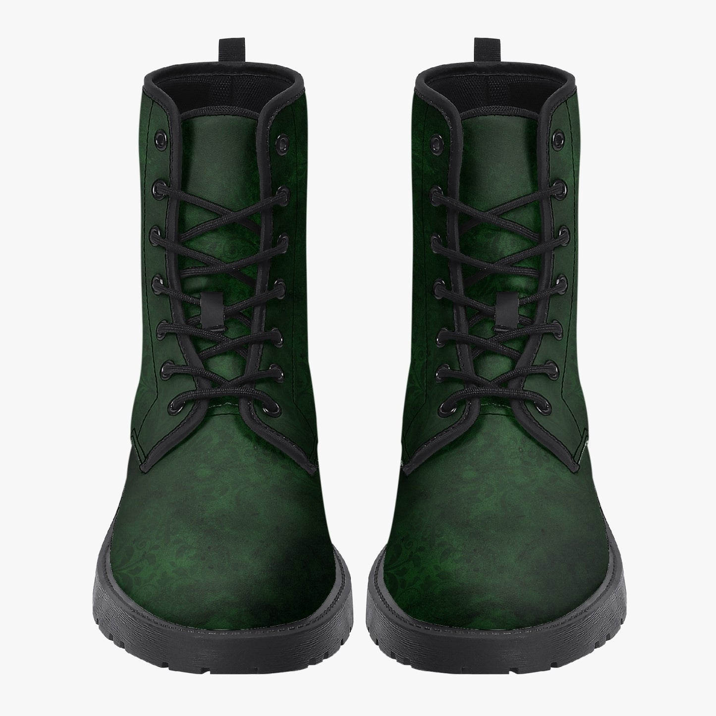 Bottle Green Gothic Grunge Combat Boots - Cruelty Freen Faux Leather (JPREG38A)