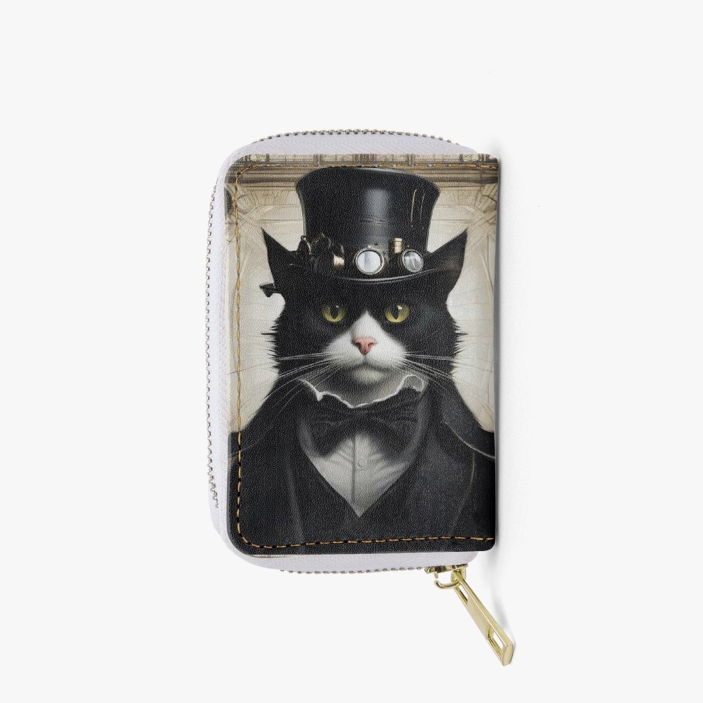 Steampunk Cat Zipper Wallet - Steamcat Cute Card Holder