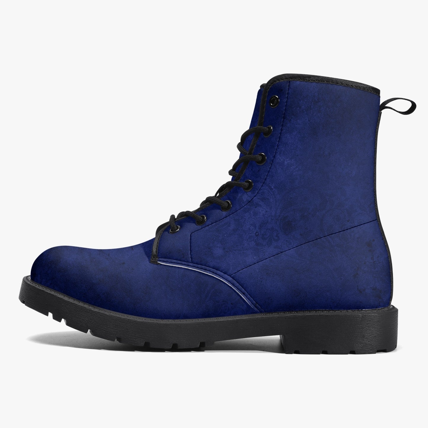 Navy Gothic Grunge Vegan leather Combat Boots - Vegan Leather Purple Boots (JPREGNAV)