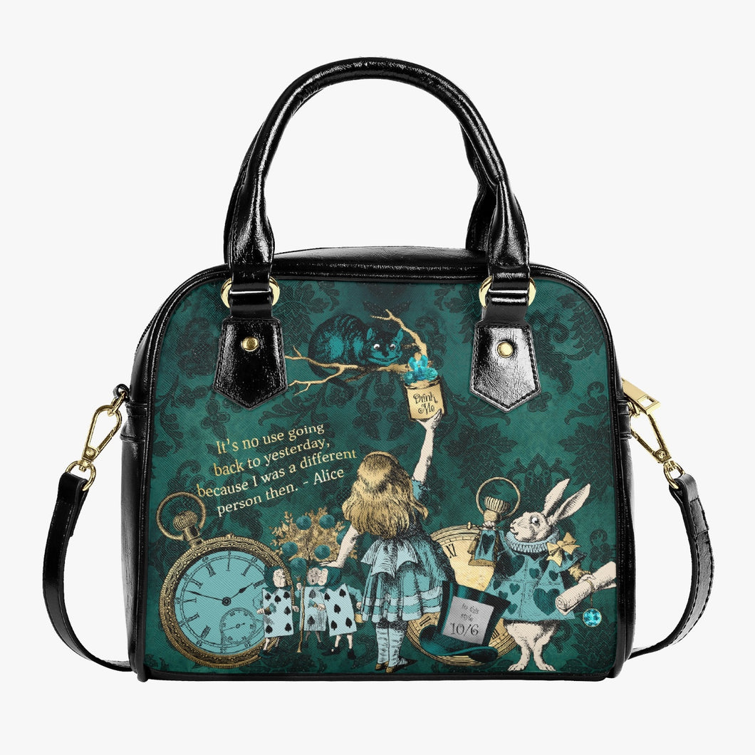 Alice in Wonderland Bottle Green Quote Handbag - Mad Hatter Tea Party Accessories (JPGAQ)