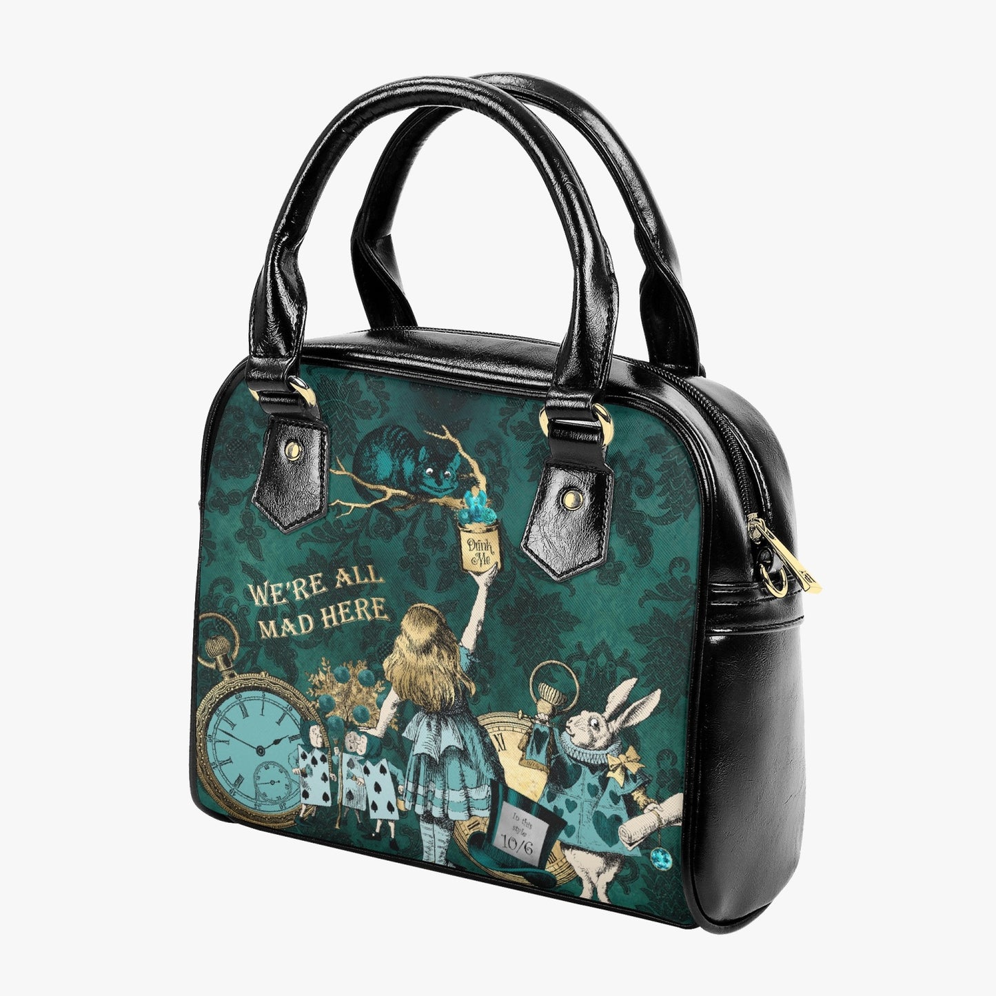 Alice in Wonderland Bottle Green Quote Handbag - Mad Hatter Tea Party Accessories (JPGAQ)