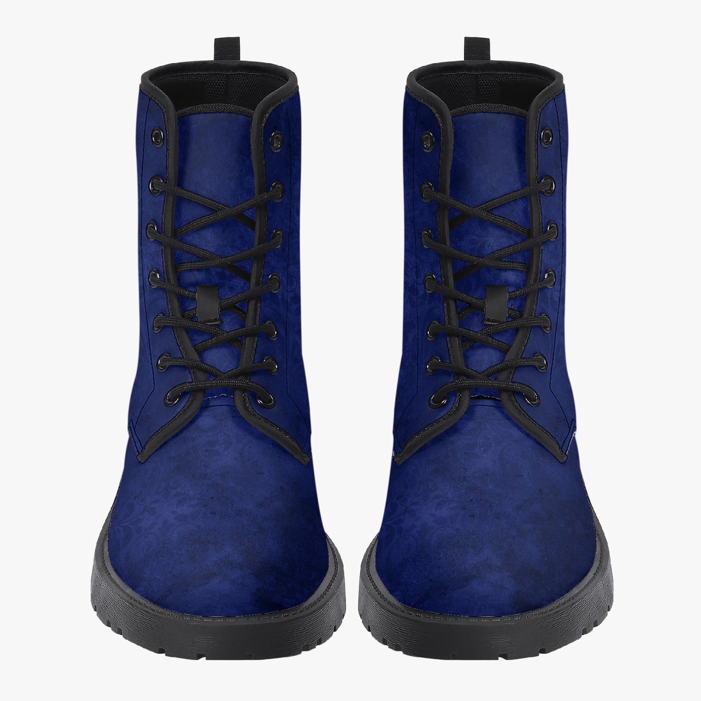 Navy Gothic Grunge Vegan leather Combat Boots - Vegan Leather Purple Boots (JPREGNAV)