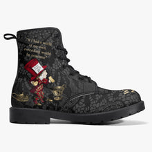 Load image into Gallery viewer, Alice in Wonderland Classics Quotes Gothic Combat Boots (JPRGQUOTE)
