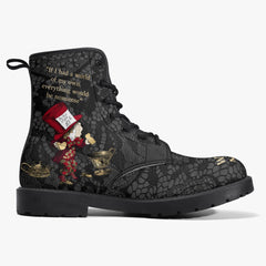 Alice in Wonderland Classics Quotes Gothic Combat Boots (JPRGQUOTE)
