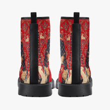 Load image into Gallery viewer, The Lady and the Unicorn Vegan leather Combat Boots - Mon Seul Desir Tapestry Boots for Art Lover (JPREG75)
