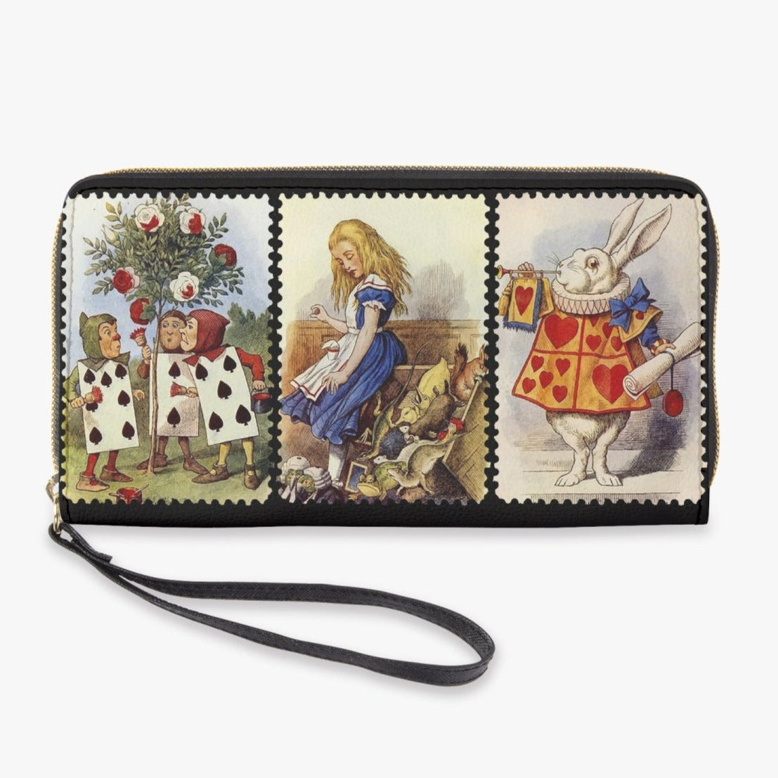 Alice in Wonderland Vintage Illustrations Zipper Wrist Wallet (JPVINAW)