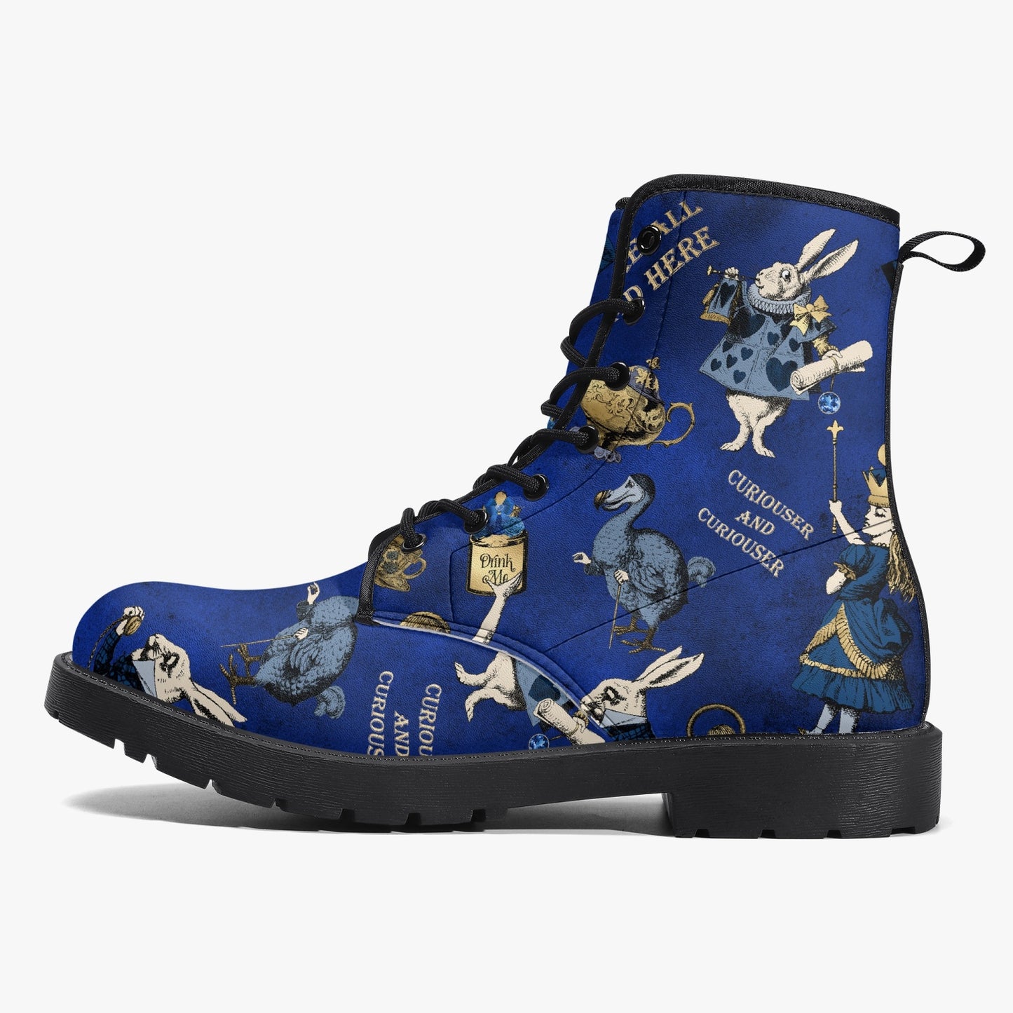 Alice in Wonderland Blue and Gold Combat Boots - Blue Alice Cosplay Boots (JPREGBG)