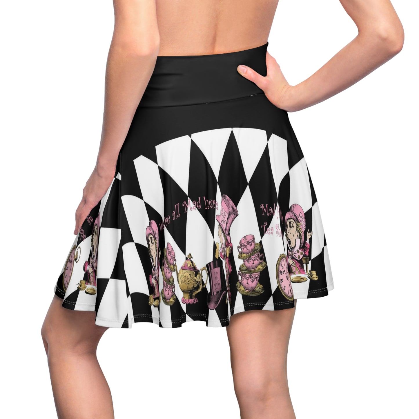 Mad Hatter Tea Party Skirt - Pink and Gold Alice in Wonderland Skirt