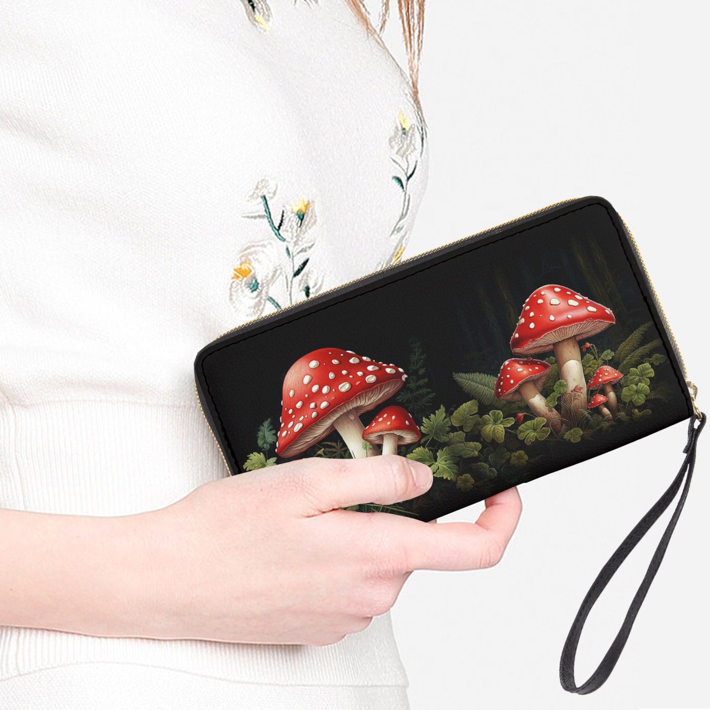 Mushroom Core Toadstool Wrist Wallet - Zippered Purse (JPCWMUSH1)