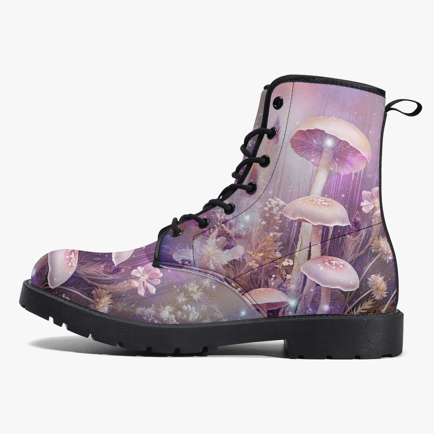 Dreamy Mushroomcore Combat Boots - Surreal Toadstool Forestcore Boots (JPMUSH12)