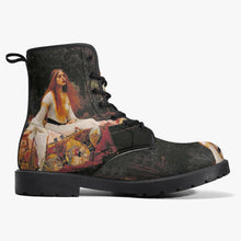 Load image into Gallery viewer, Waterhouse - Lady of Shalott Vegan Leather Combat Boots - Pre Raphaelite Brotherhood Unique Art Boots (JPREG91)
