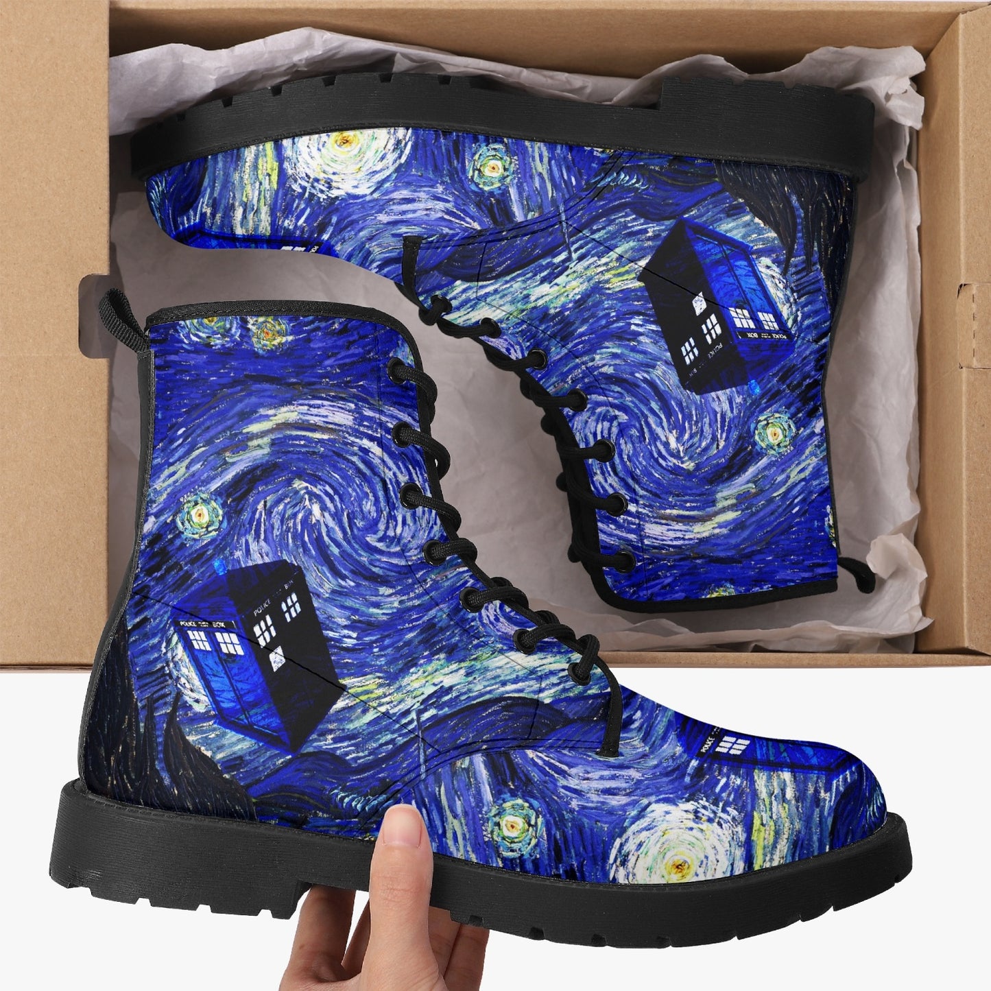 Van Gogh and The Doctor Combat Boots - Artistic Version (JPREG49)