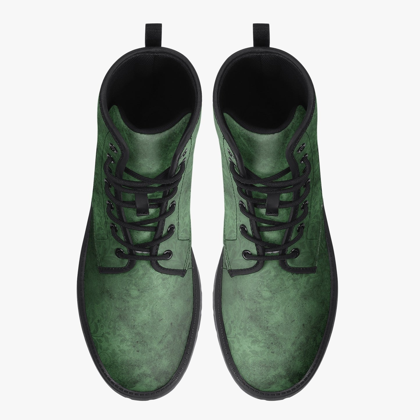 Green Gothic Grunge Vegan leather Combat Boots - Vegan Leather Green Boots (JPREG67)